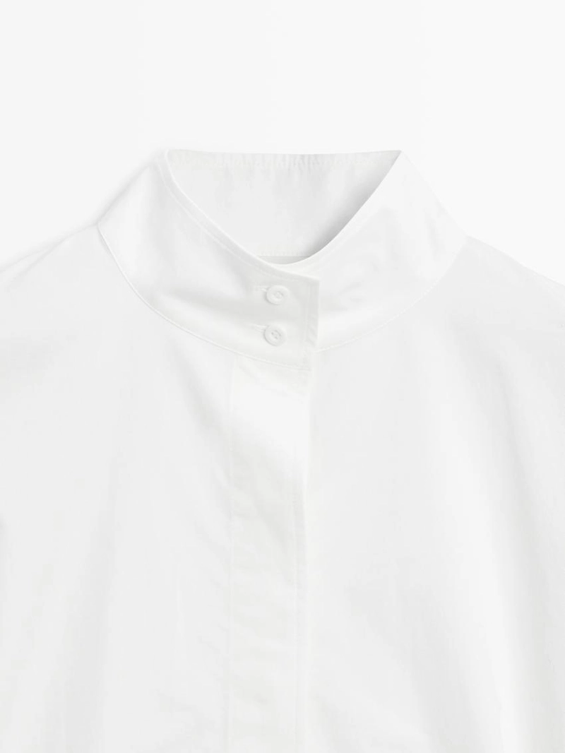 Рубашка с высоким воротником и деталями ленты