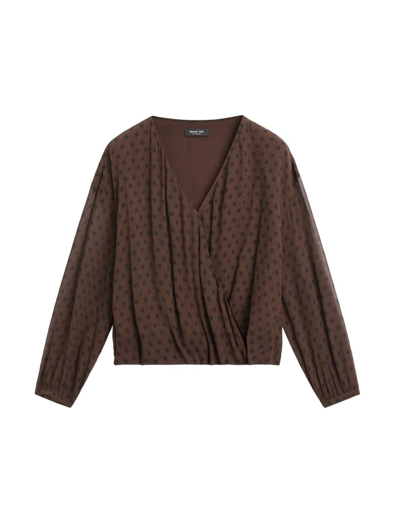 Блуза с запахом в горошек