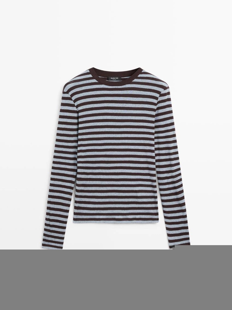 Футболка из хлопкового микса с длинным рукавом в полоску
