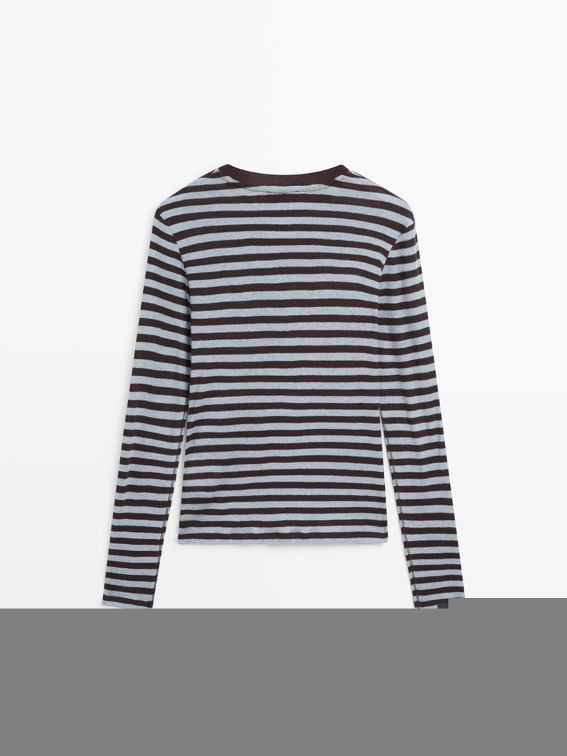 Футболка из хлопкового микса с длинным рукавом в полоску
