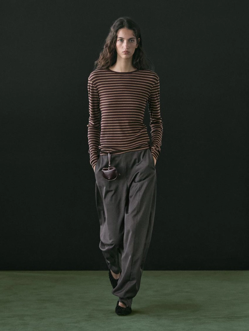 Футболка из хлопкового микса с длинным рукавом в полоску