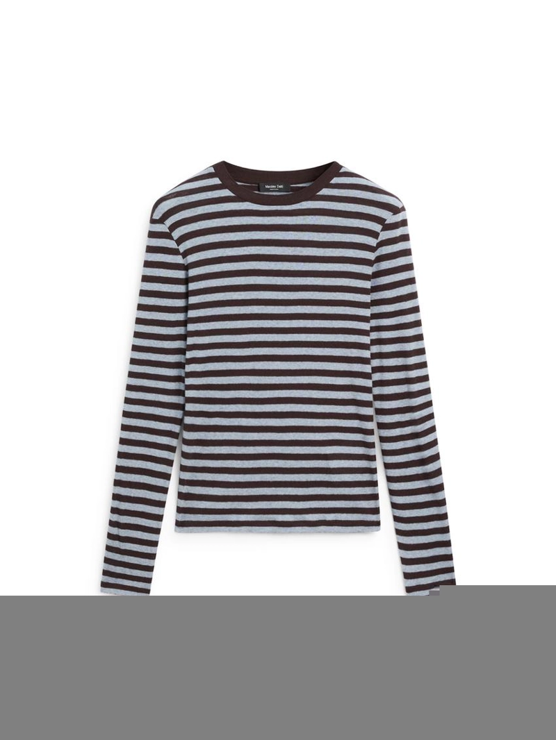 Футболка из хлопкового микса с длинным рукавом в полоску