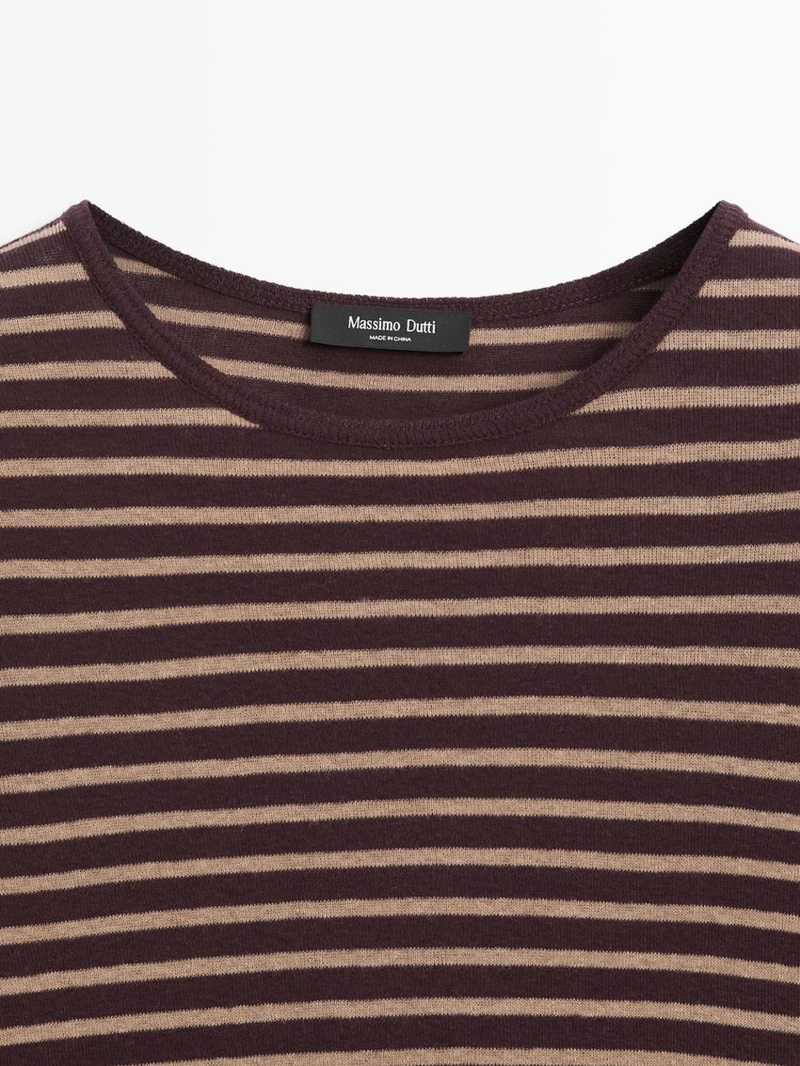 Футболка из хлопкового микса с длинным рукавом в полоску