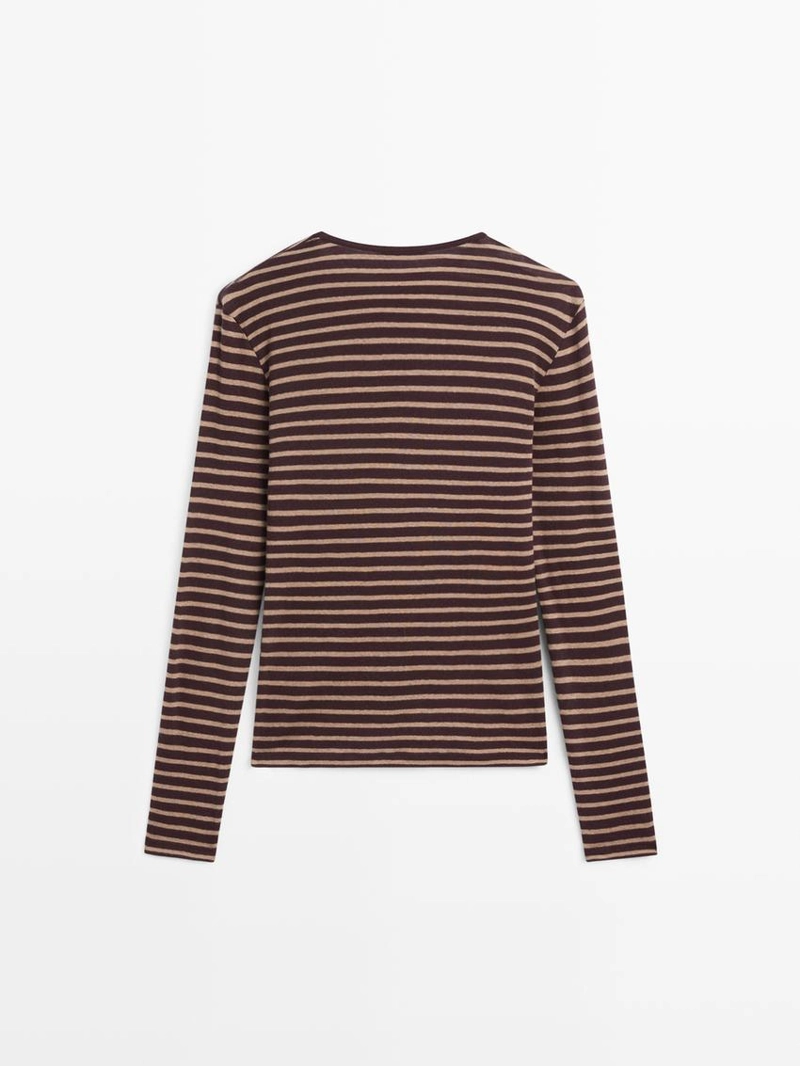 Футболка из хлопкового микса с длинным рукавом в полоску