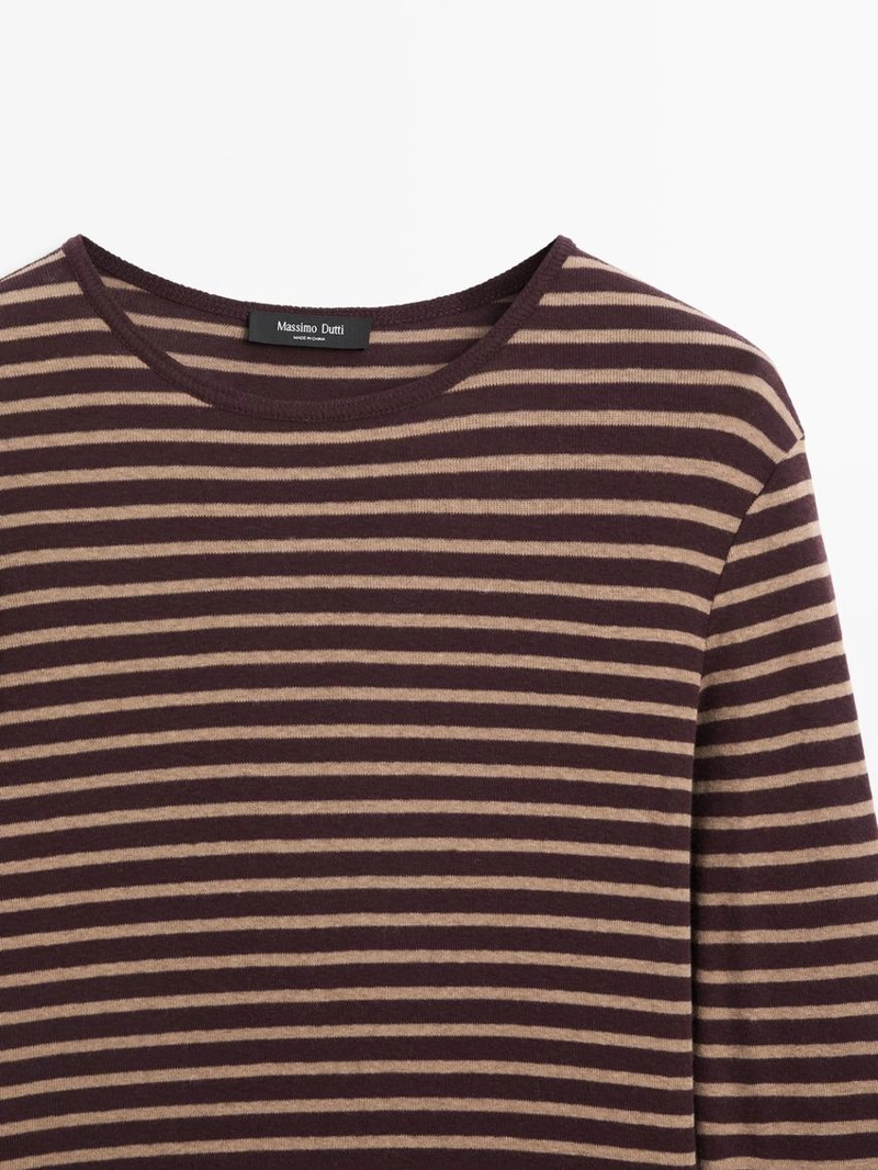 Футболка из хлопкового микса с длинным рукавом в полоску