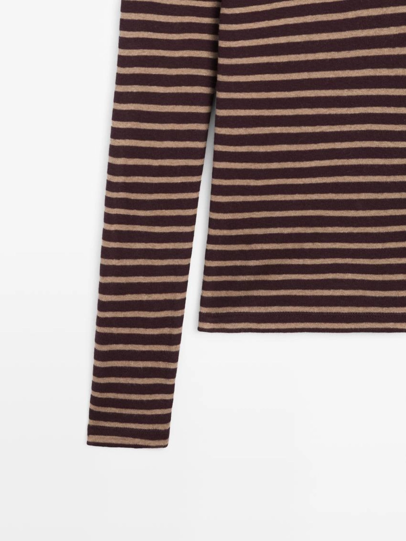 Футболка из хлопкового микса с длинным рукавом в полоску