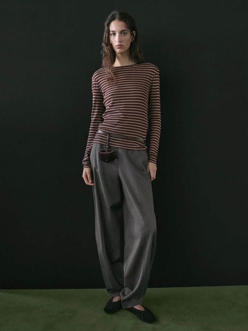 Футболка из хлопкового микса с длинным рукавом в полоску