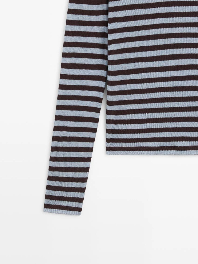 Футболка из хлопкового микса с длинным рукавом в полоску