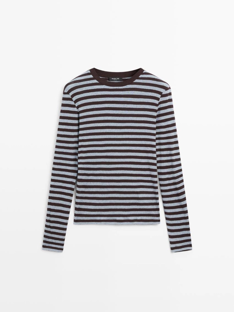 Футболка из хлопкового микса с длинным рукавом в полоску