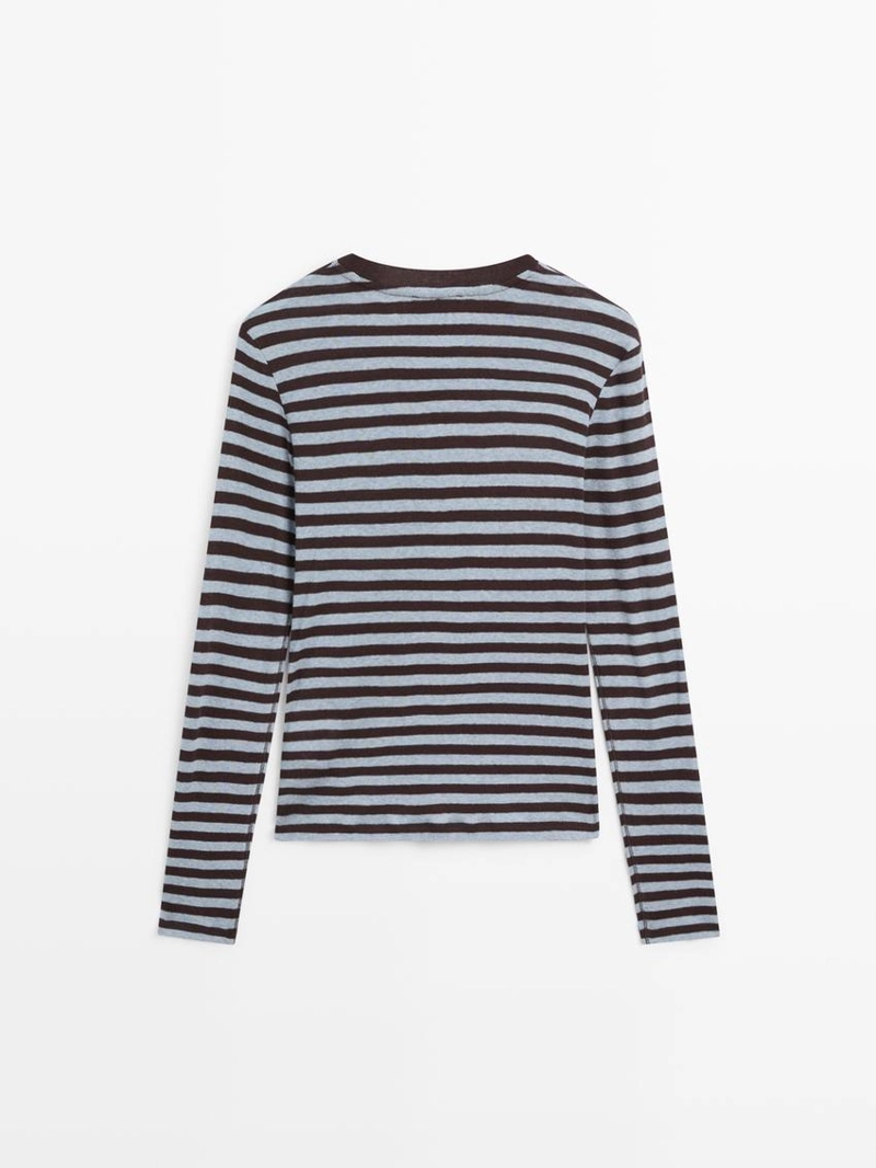 Футболка из хлопкового микса с длинным рукавом в полоску
