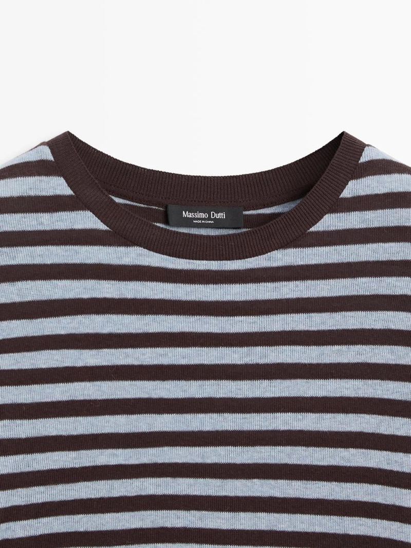 Футболка из хлопкового микса с длинным рукавом в полоску