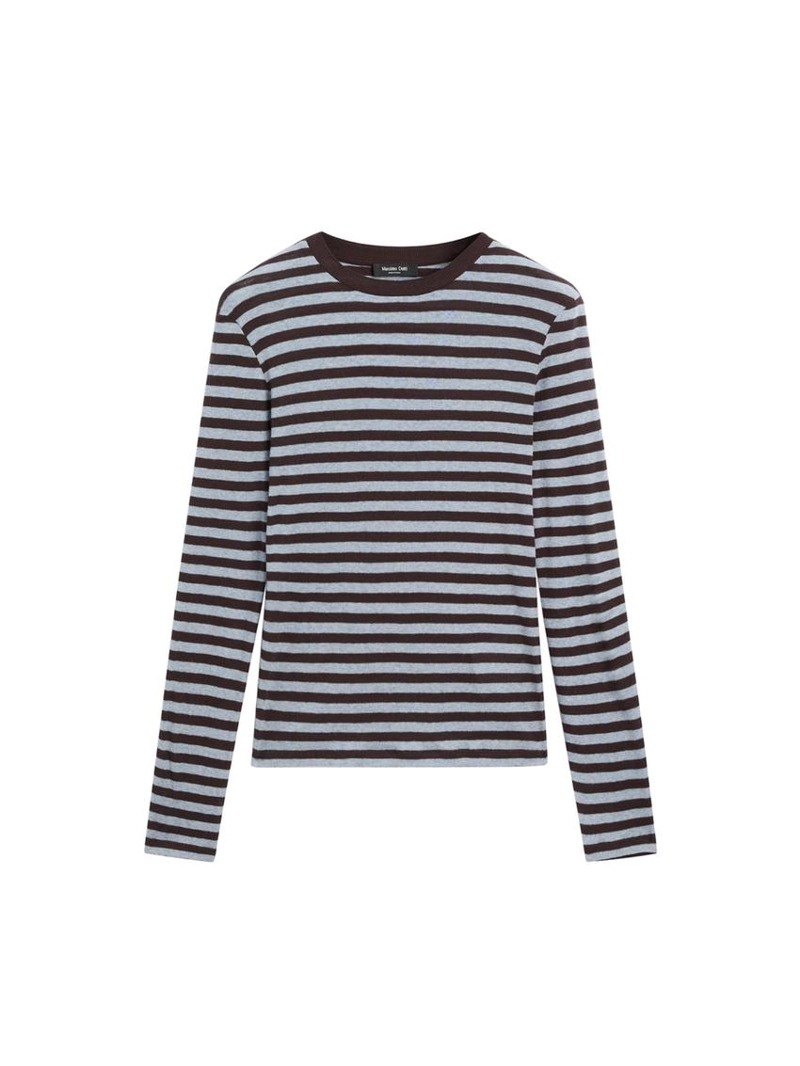 Футболка из хлопкового микса с длинным рукавом в полоску