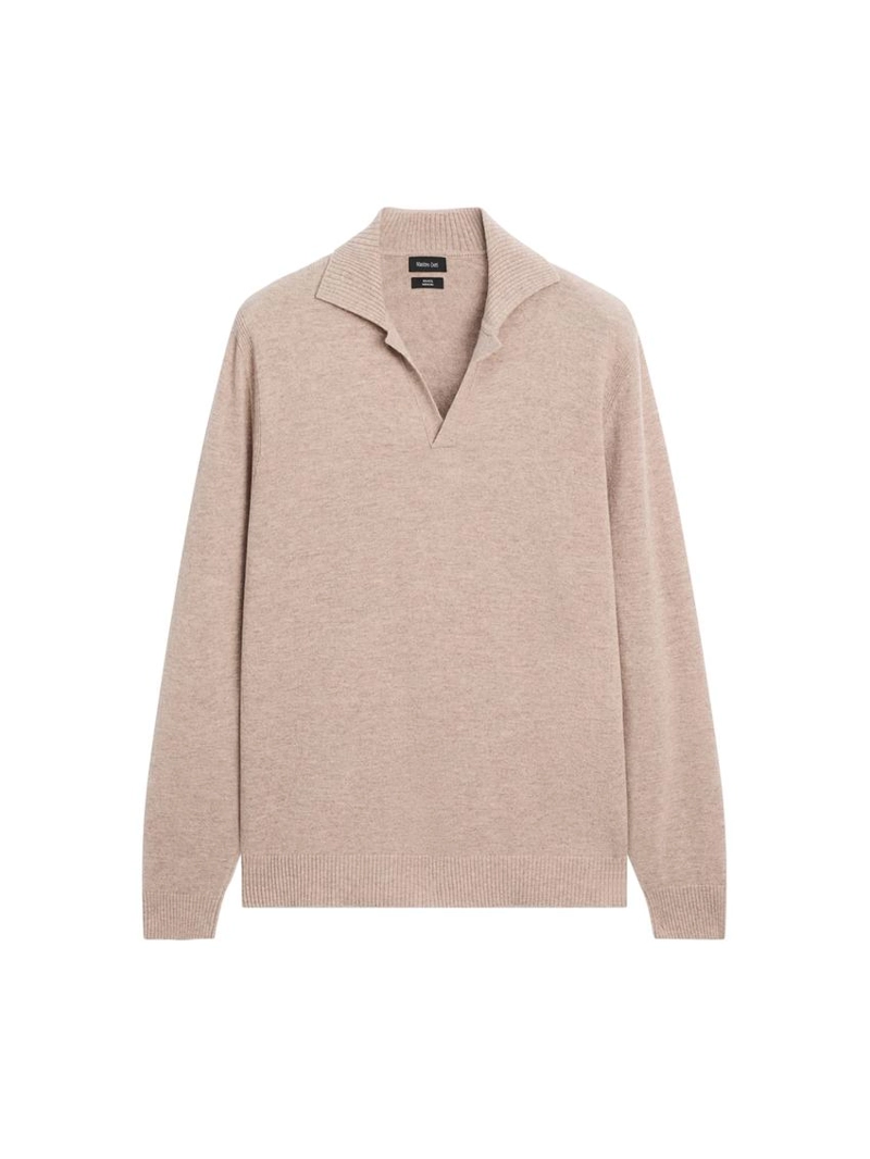 Поло свитер с v-образным вырезом из 100% шерсти