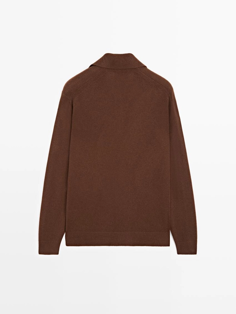 Поло свитер с v-образным вырезом из 100% шерсти