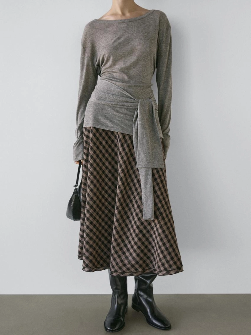 Расклешенная юбка с клетчатым узором