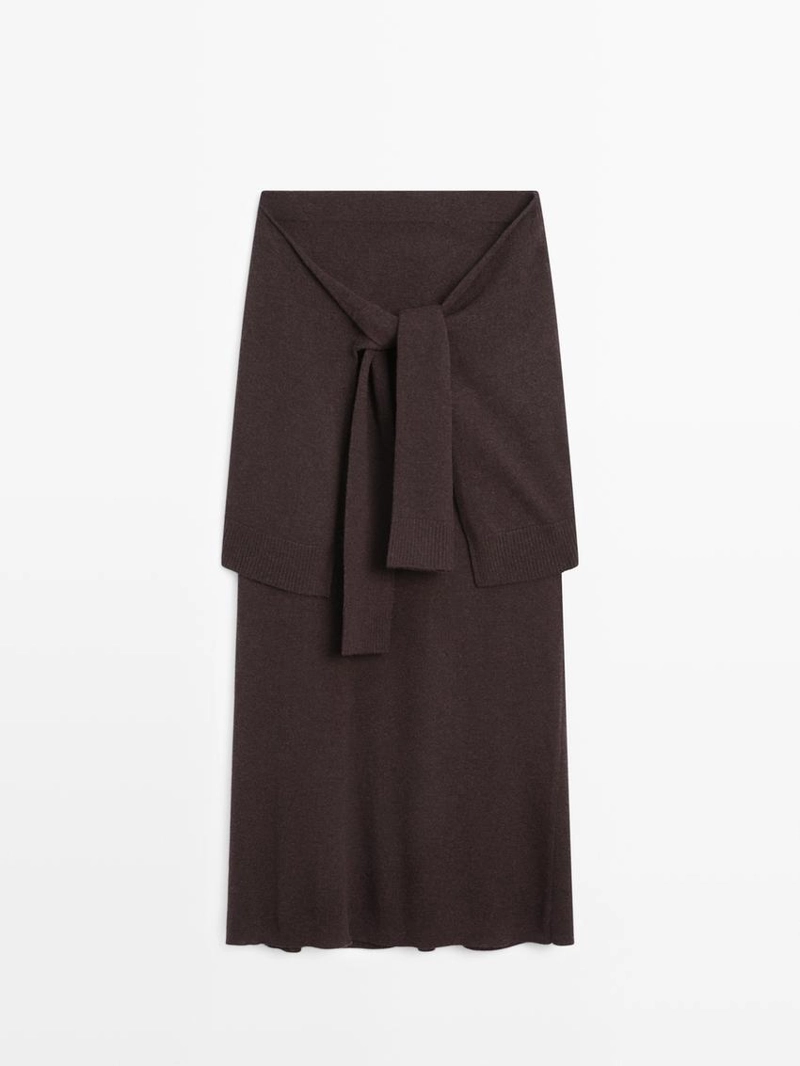 Вязаная юбка с деталями на завязках