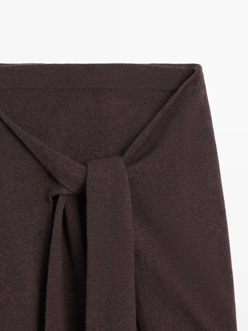 Вязаная юбка с деталями на завязках