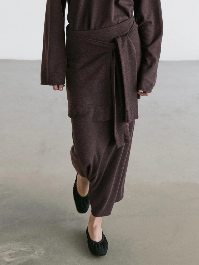 Вязаная юбка с деталями на завязках