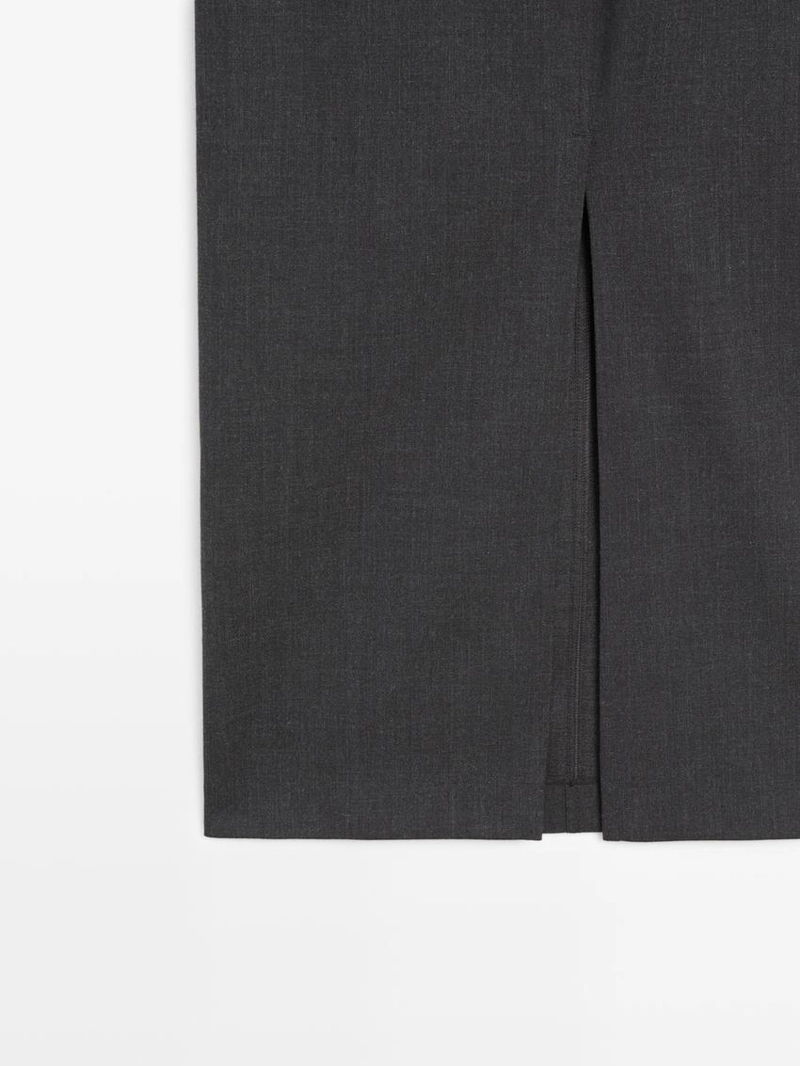 Прямая юбка-миди из шерстяной смеси с карманами