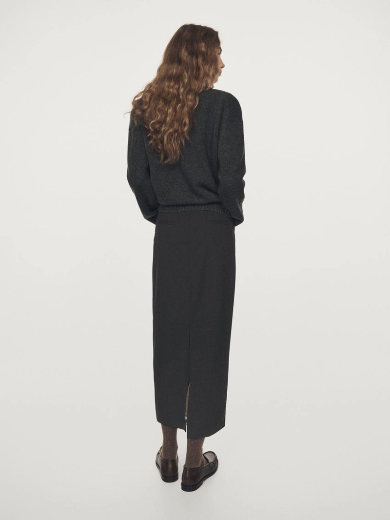 Прямая юбка-миди из шерстяной смеси с карманами