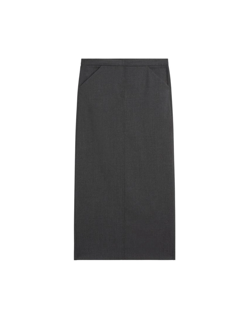 Прямая юбка-миди из шерстяной смеси с карманами