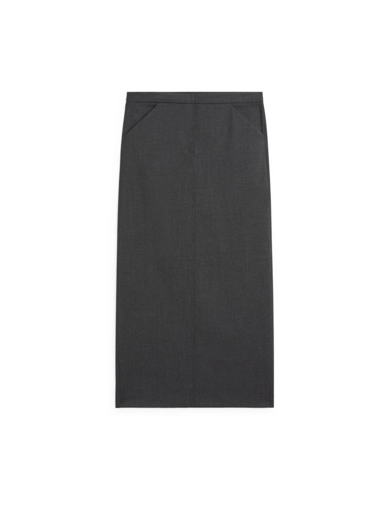 Прямая юбка-миди из шерстяной смеси с карманами
