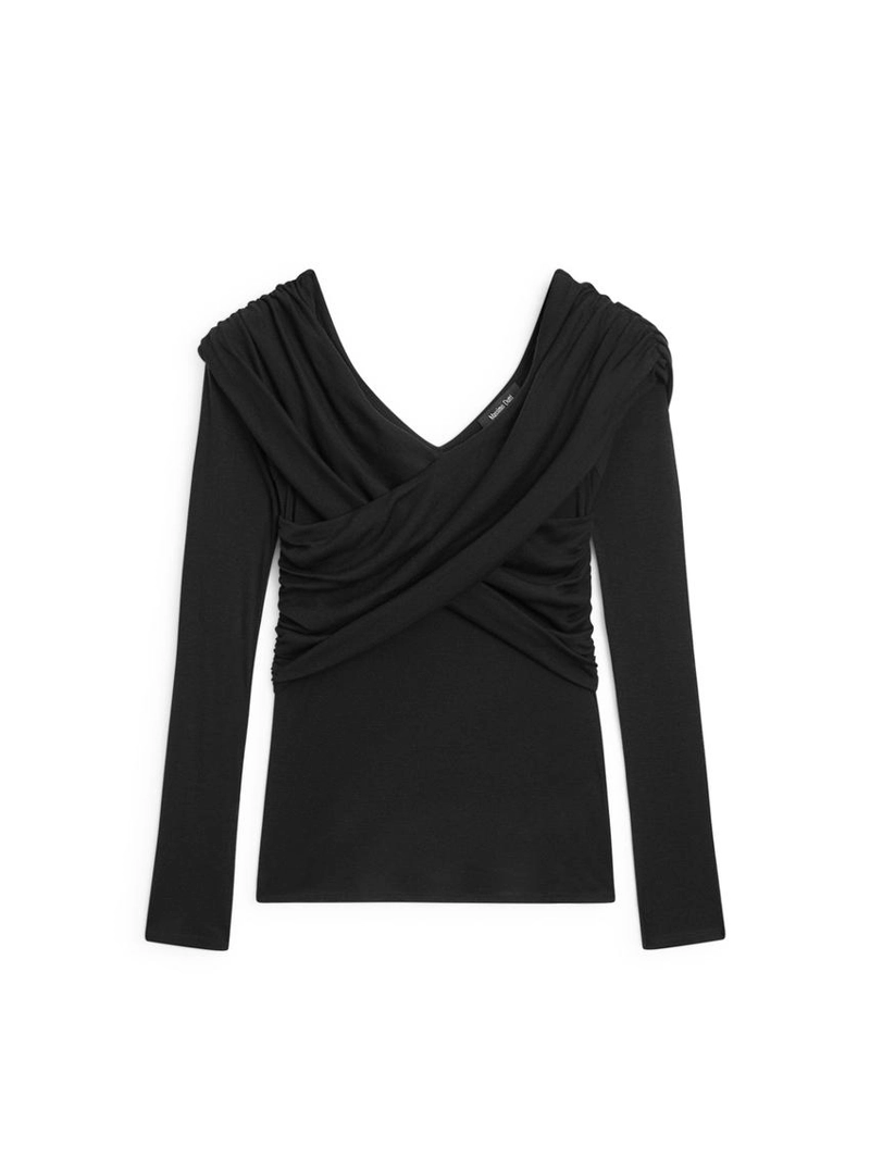 Топ из ленцелла и шерстяной смеси с открытыми плечами