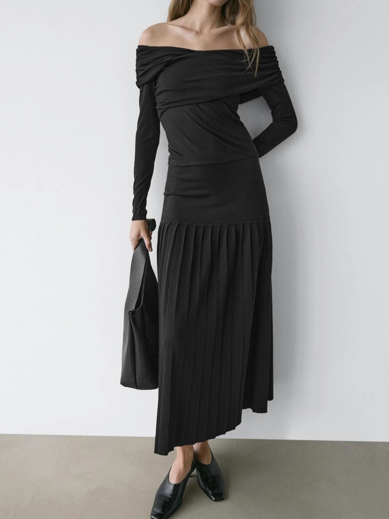 Топ из ленцелла и шерстяной смеси с открытыми плечами