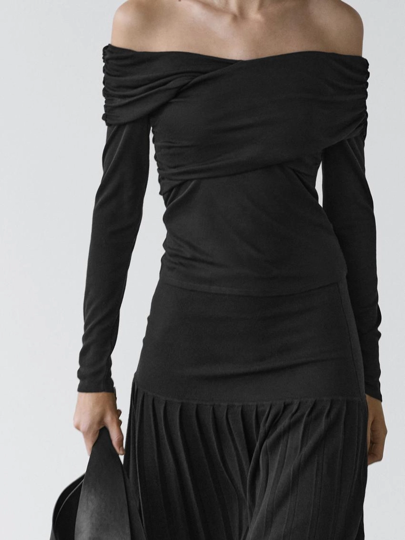 Топ из ленцелла и шерстяной смеси с открытыми плечами