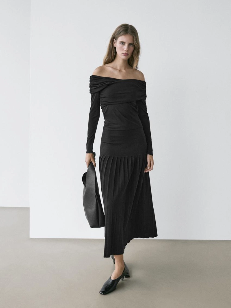 Топ из ленцелла и шерстяной смеси с открытыми плечами