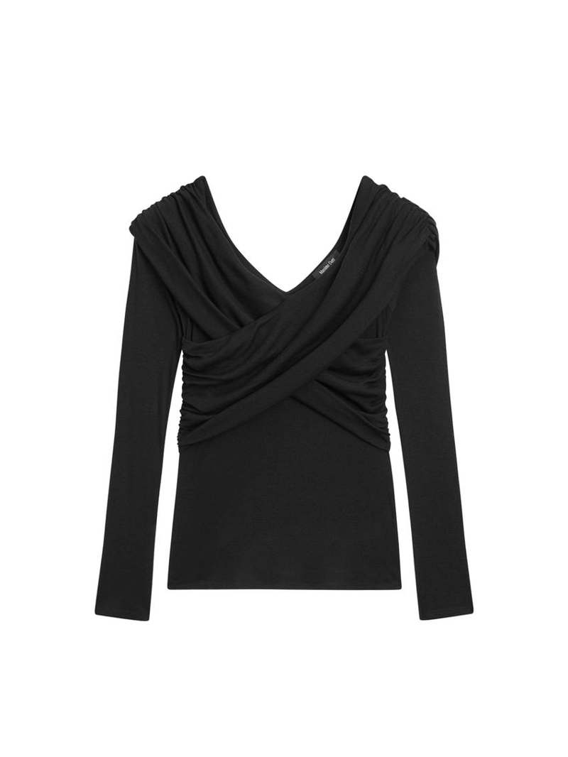 Топ из ленцелла и шерстяной смеси с открытыми плечами