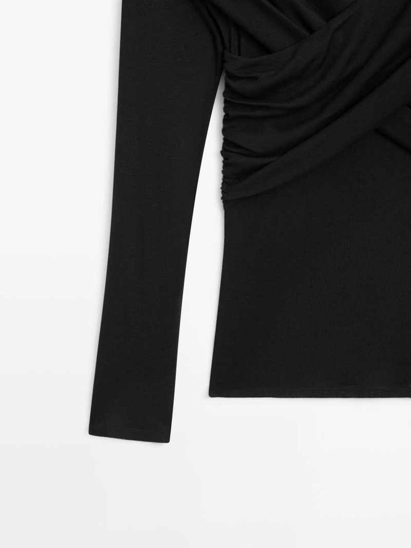 Топ из ленцелла и шерстяной смеси с открытыми плечами