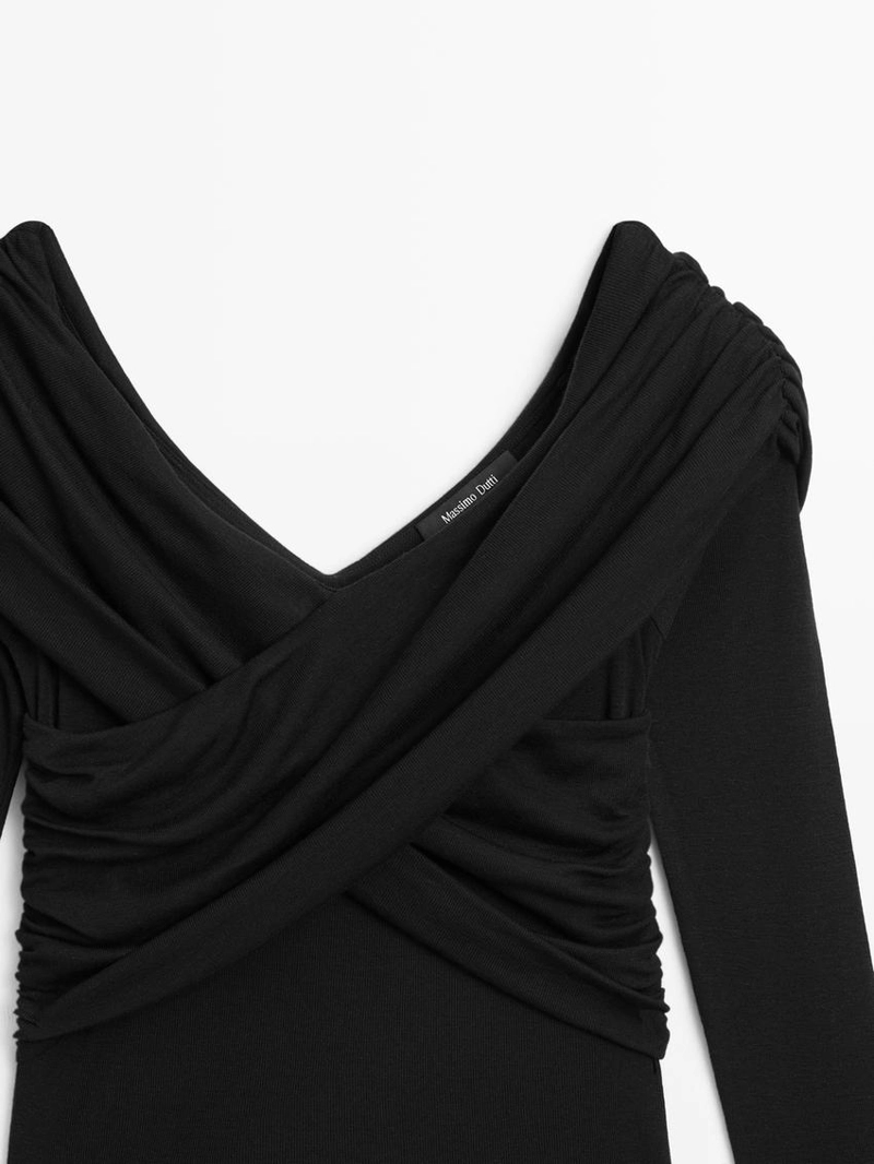 Топ из ленцелла и шерстяной смеси с открытыми плечами