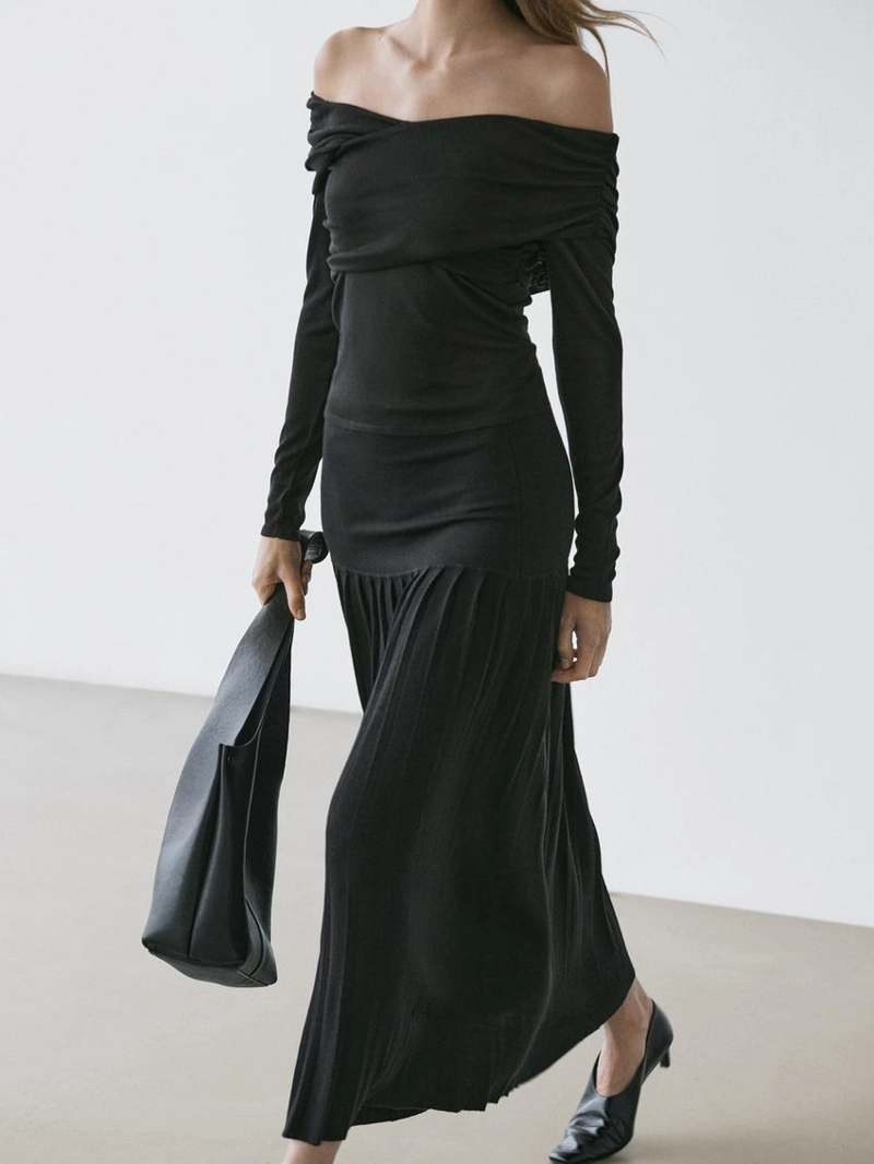 Топ из ленцелла и шерстяной смеси с открытыми плечами