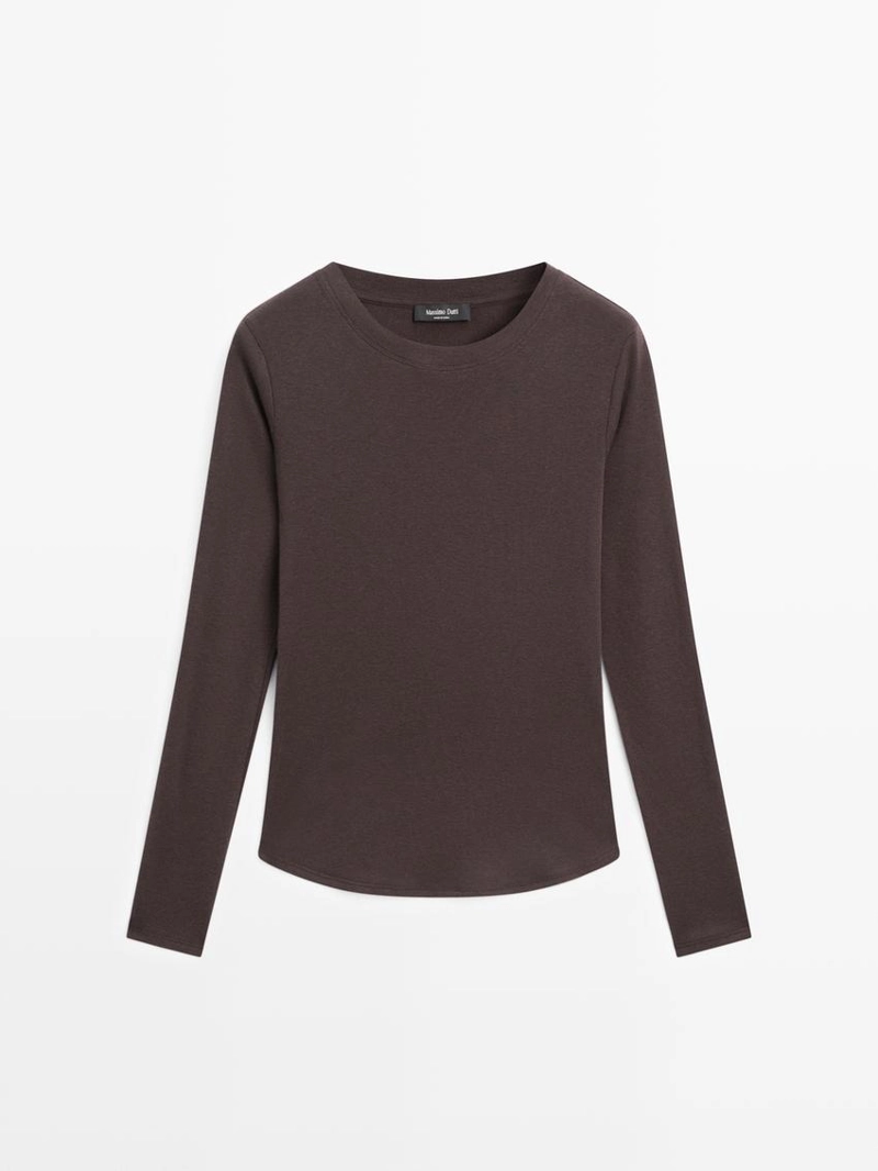 Футболка из хлопкового микса с длинным рукавом