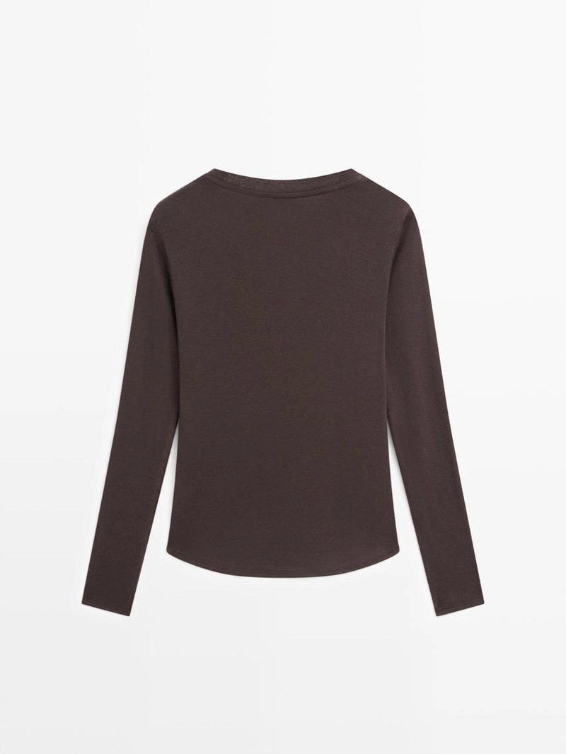 Футболка из хлопкового микса с длинным рукавом