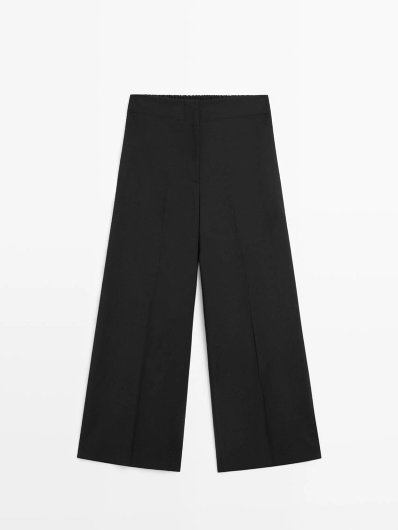 Широкие укороченные брюки из 100% шерсти