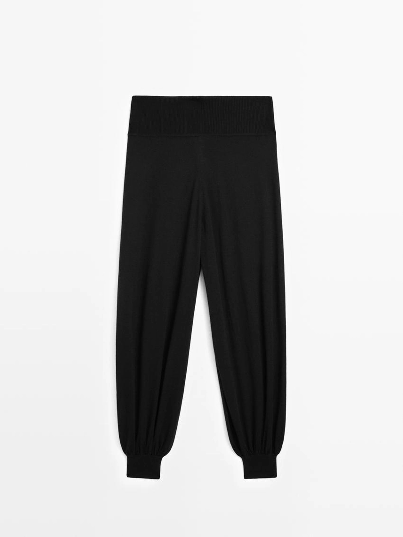 Шерстяные вязаные брюки-саруэль