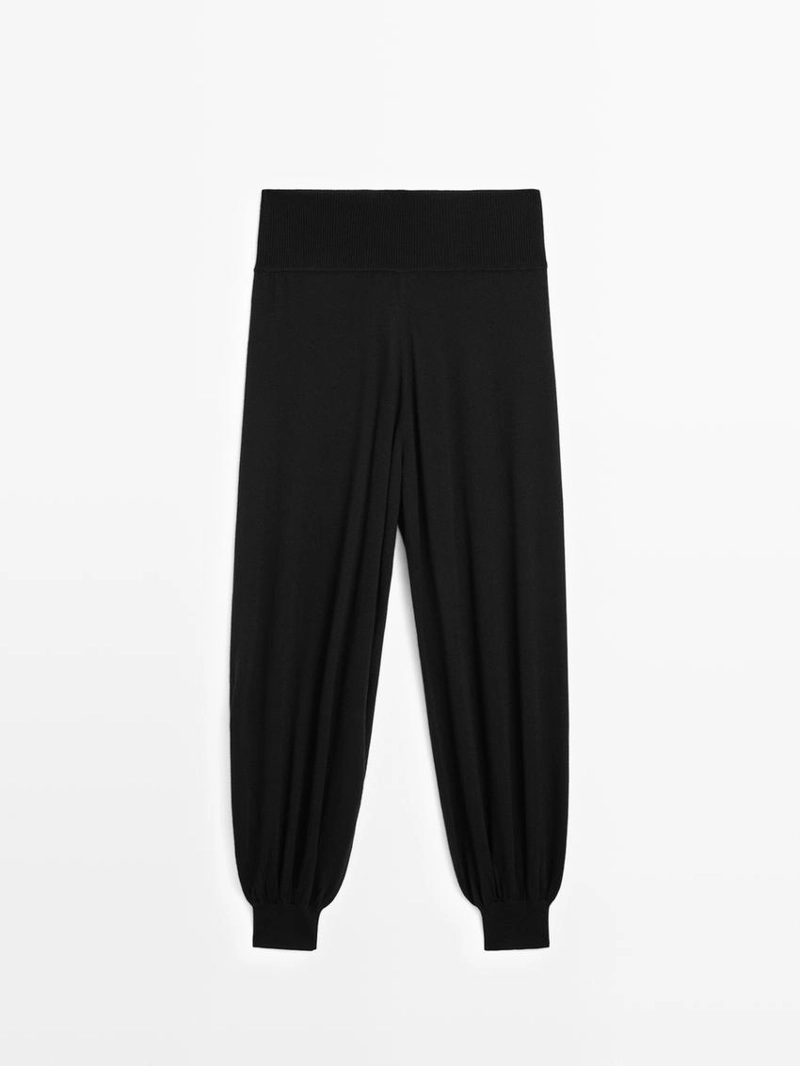 Шерстяные вязаные брюки-саруэль