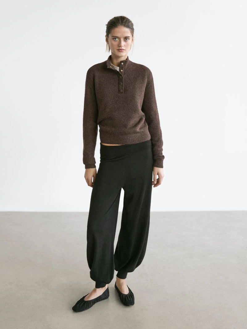 Шерстяные вязаные брюки-саруэль