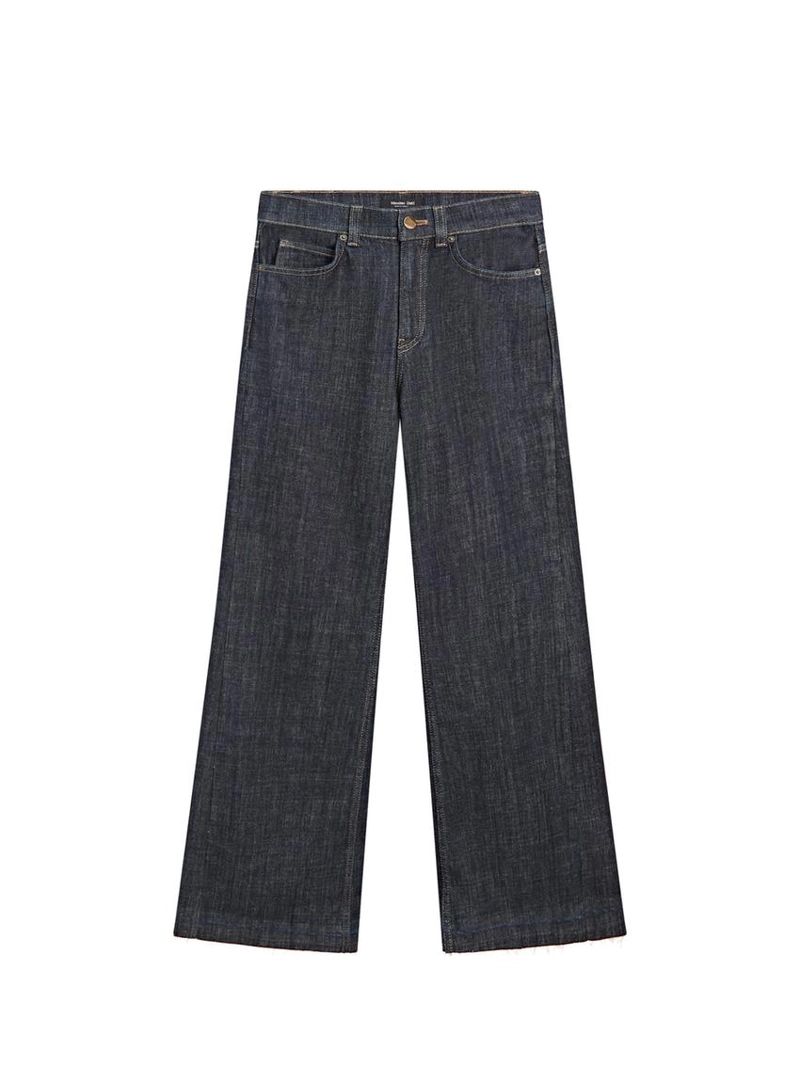 Джинсы с высокой талией и расширенными брючинами