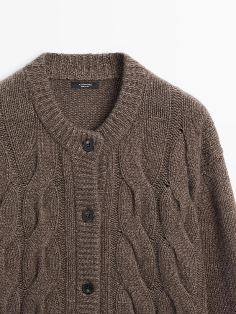 Кардиган с косами из шерстяной смеси