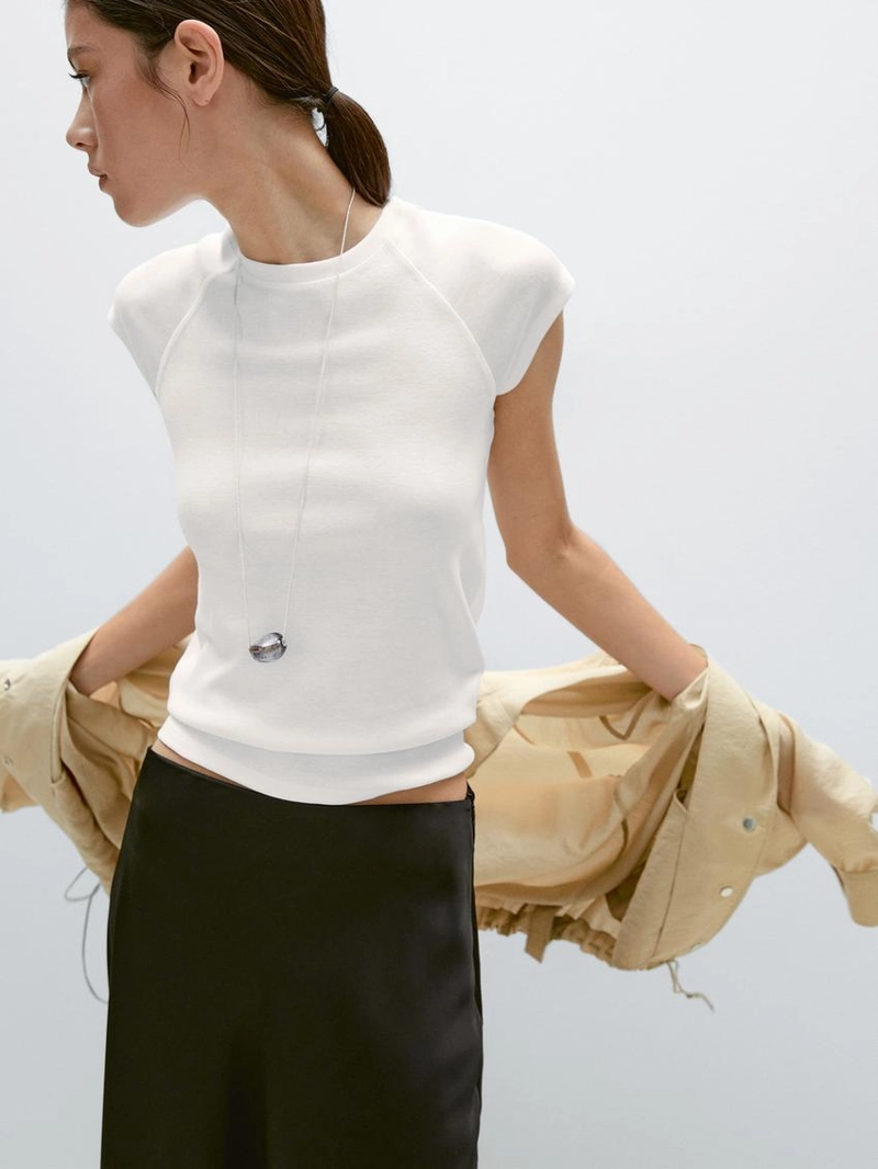 Хлопковая футболка с короткими рукавами реглан