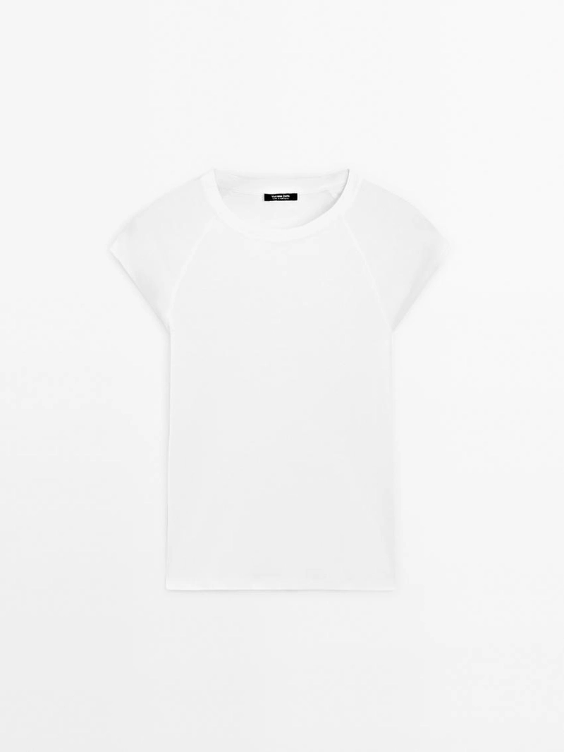 Хлопковая футболка с короткими рукавами реглан