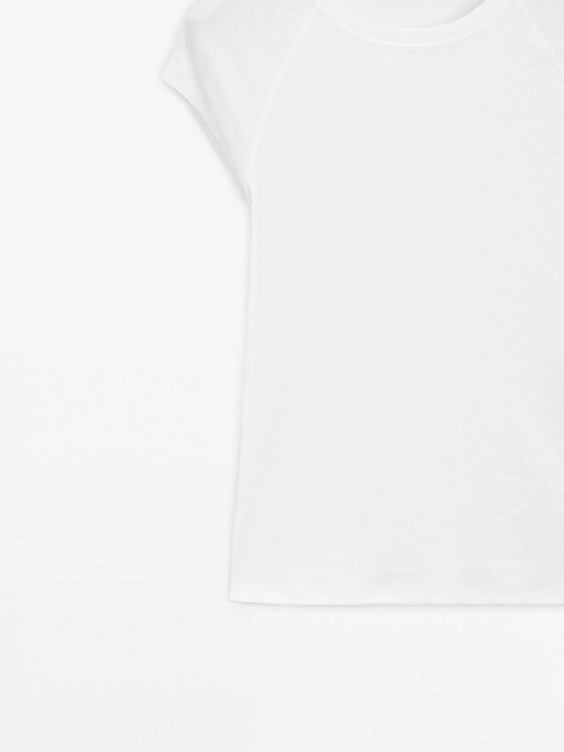 Хлопковая футболка с короткими рукавами реглан