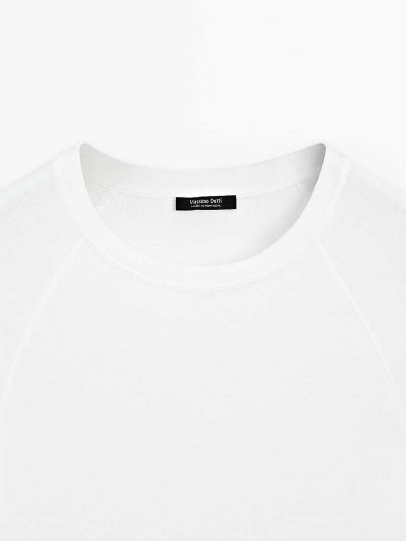 Хлопковая футболка с короткими рукавами реглан