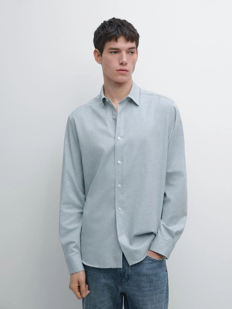 Рубашка regular fit меланжевая