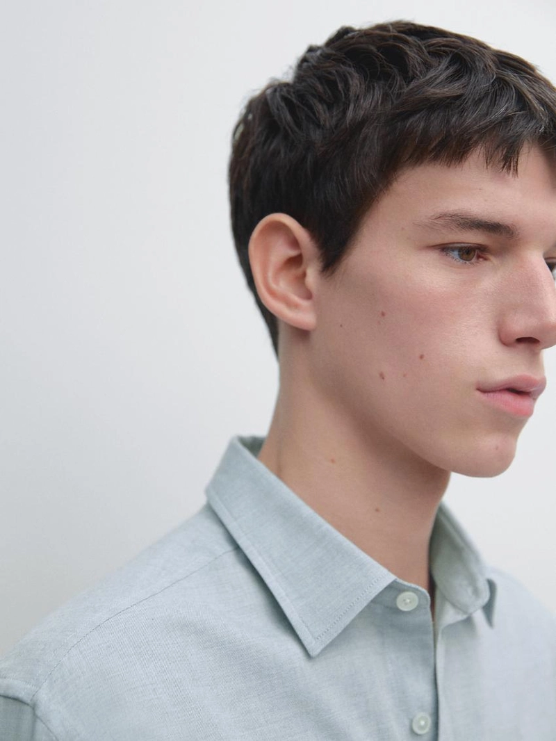 Рубашка regular fit меланжевая