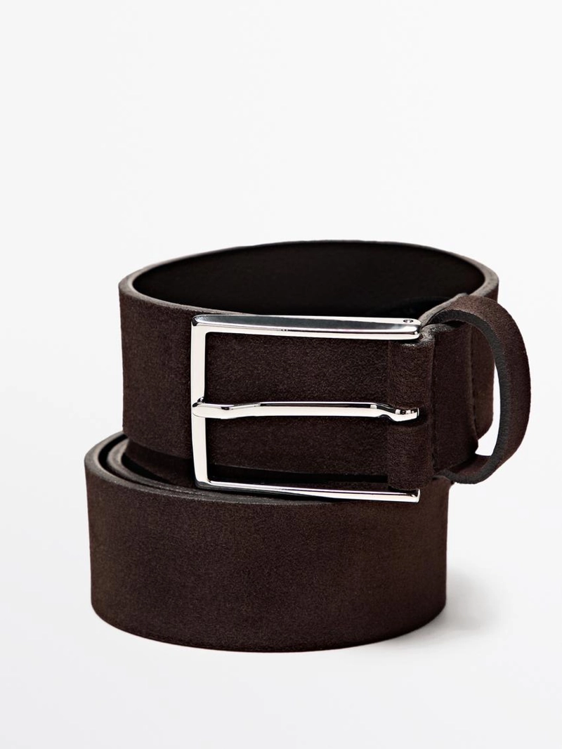 Ремень из мягкой наппа-кожи с никелевой пряжкой