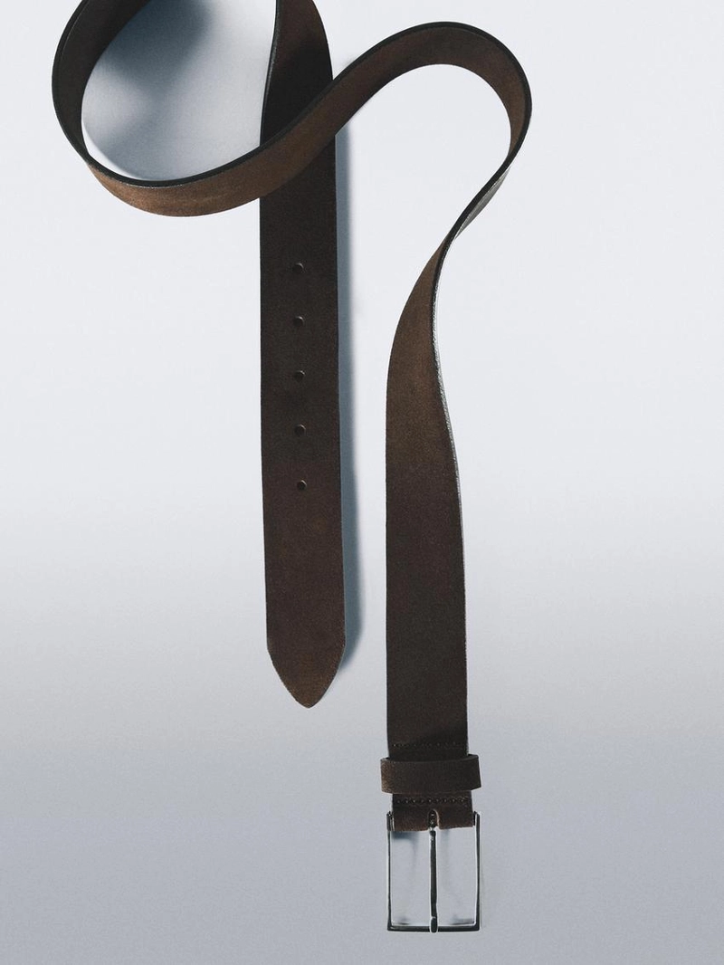 Ремень из мягкой наппа-кожи с никелевой пряжкой